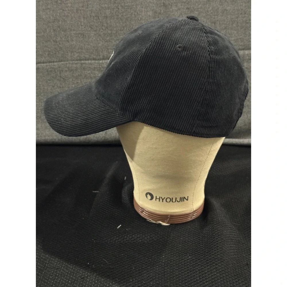 Wrangler Corduroy Cap Men's One Size Black Embroidered Logo Adjustable Strap Hat